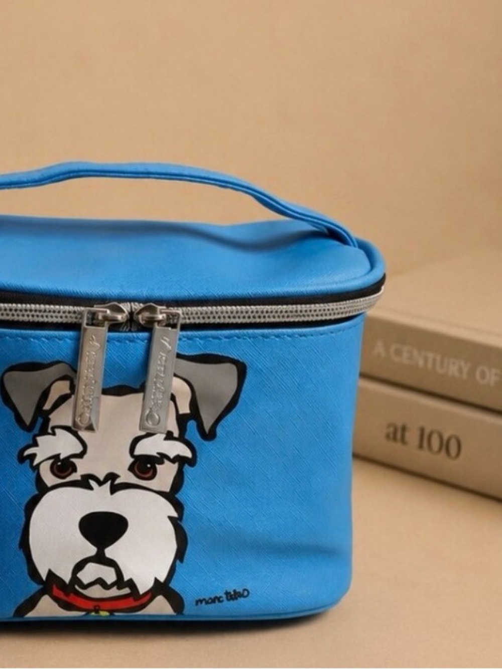 Blue Dog-Print Cosmetic Case Travel Bag - marc tito